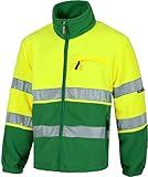WORKTEAM Chaqueta Polar Alta Visibilidad, Clase 2 ISO 20471, Reflectante, Protección Frío EN 14058, 100% Poliéster 260 g/m². Unisex Verde+Amarillo A.V. S