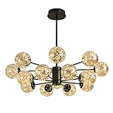 NOKXDKJWT Moderner dekorativer Kronleuchter, Deckenlampe, Sterne-Glühwürmchen-Kronleuchter, Wohnzimmer-Restaurantbeleuchtung, Haushaltsdekorationslichtbeleuchtung, schwarzes warmes Licht, 16 Lichter