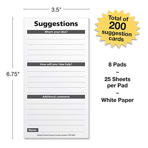 Global Printed Products 200 Suggestion Cards For Suggestion Box (Pack Of 200) #TOP1