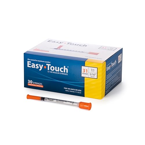 Image of EasyTouch IW U-100 Insulin Syringes (31G 1.0cc 5 /16 inch) - 30 ct. | Individually Wrapped, 100 Unit Capacity, 5 /16 inch Needle Length, Bold Markings for Accurate Dosing, Disposable, Box of 30