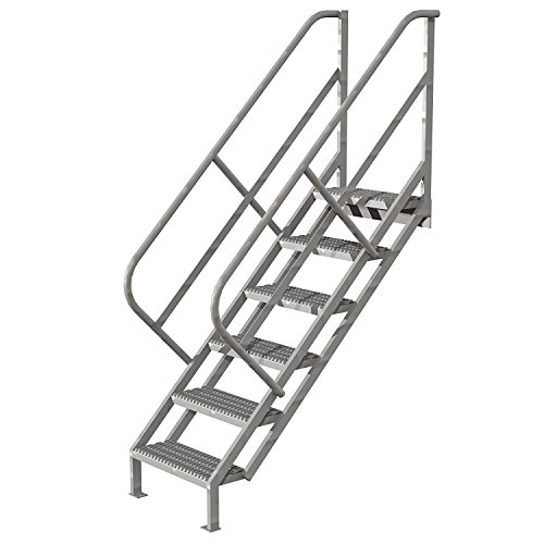 Tri-Arc WISS106242 6-Step Industrial Access Stairway Ladder with Grip Strut Tread