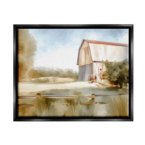 Image of Stupell Industries Barn in Rural Farmland Framed Floater Canvas Wall Art by Amy Hall