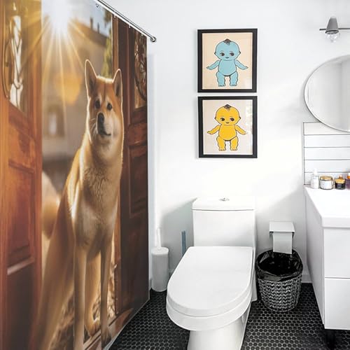 Rideau de douche chien imperméable facile à nettoyer contre l'humidité