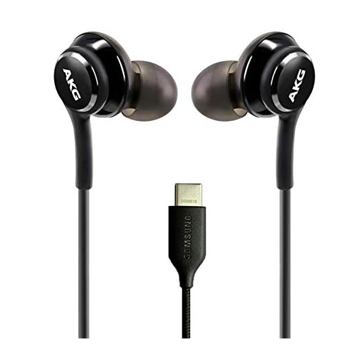 ElloGear 2022 Earbuds Stereo Headphones for Samsung Galaxy Note 10, Note 10+, Galaxy S10, S9 Plus, S10e - Designed by AKG - Braided Cable with Microphone and Volume Remote Type-C Connector - Black