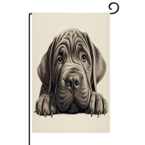 Peeking Neapolitan Mastiff Garden Flag 12x18 Inch Vertical Double Sided Personalized Cartoon Funny Dog Garden Flags Gift for Dog Mom Flags Yard Outdoor Decor Home Decor