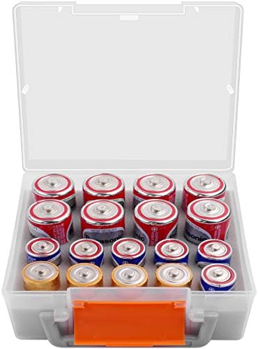 Battery Organizer Storage Box, Garage Case Caddy Holder for 8 D, 10 C Cell Batteries (Bag Not Include Batteries Pack)