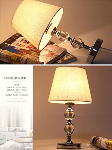 Le lampade da tavolo a sfera di cristallo 2 comodino, lampada da comindiatrice moderna decorativa semplice lampada luminosa notturna con paralume bianco for la camera da letto soggiorno