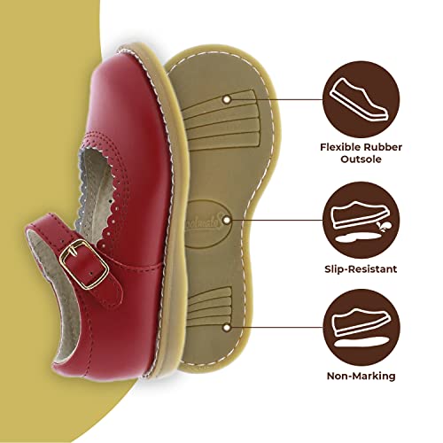 FOOTMATES Allie Leather Mary Jane Girls Party Dress Hard Bottom Shoes with Custom-Fit Insoles, Slip-Resistant Non-Marking Outsoles, Apple Red - 5 Toddler (1-4 Years) by FOOTMATES - Image 3