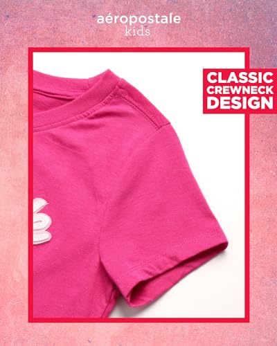 Image of Girls T Shirts - Soft Cotton Blend Short Sleeve Cute Graphic Tees - Classic Crewneck Logo Tee Girls Shirts (Sizes: 4-16), Size 6X, Raspberry