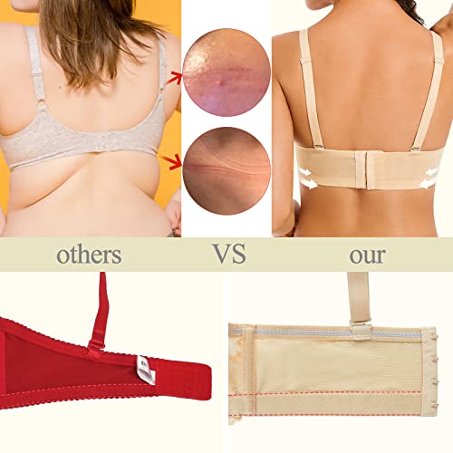 Ybcg Push Up Strapless Covertible Clear Straps Balconette Lace Padded Add 2 Cups Underwire Sexy Bra Nude 34C #TOP4