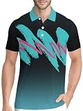 Pagymo Funny 90S Retro Golf Shirts For Men Crazy Print Pattern Mens Polo Shirts, Large, Aop-Polo-128998