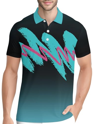 Image of PAGYMO Funny Golf Shirts for Men Crazy Printed Pattern Novelty Moisture Wicking Performance Mens Polo Shirt