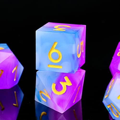 Cttasty Dice Set Resin Sharp Edge Dnd Dice Set Handmade 7Pcs Polyhedral Dice Set Dnd Rpg Mtg Role Playing Game Dice Set D&D Dice With Gift Case For Dnd Dungeons And Dragon Dice(Mermaid Tears) #TOP3
