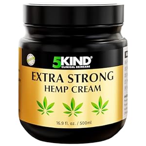 5kind Extra Strong Hemp Cream 16.9 fl oz- Hemp Cream Maximum Strength – Soothing Relief Joint Cream – Muscle Rub for Lower Back, Joints, Neck, Knees, Shoulders & Muscles – Maximum Strength Hemp Cream