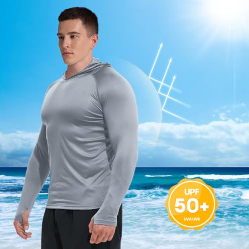 GKVK Men's Rash Guard Hoodie Shirts SPF UPF 50+ UV Sun Protection Long Sleeve Swim Shirt Lightweight Quick Dry Athletic4
