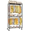 HYSEYY Rolling Clothes Rack Heavy Duty Clothing Rack for Hanging Clothes