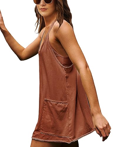 Image of Lianlive Women Athletic Mini Dresses Built-in Shorts Set Summer Sleeveless Sundress Hot Shot Mini Dress