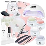 ND24 NailDesign – Gelnägel Starter Set mit LED Haftgel, Aufbaugel, Frenchgel, Versiegelungsgel, LED-Lampe, Basic Fräser & Zubehör – Komplettset für Anfänger geeignet – Gele Made in Germany & vegan