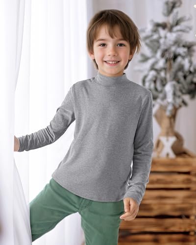 Image of Auranso 3 Pack Boys Turtleneck Long Sleeve Shirts Girls Kids Warm Tops