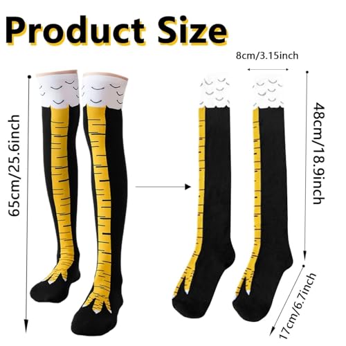 Alfven Chicken Leg Socks, 3 Paar Hühnerfüße Socken Fun Hühner Legs Sock üBer Das Knie HüHnersocken für Männer Frauen Einheitsgröße (Schwarz)