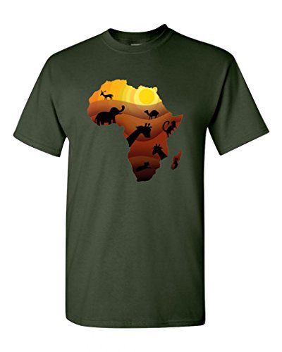 City Shirts Mens Africa Animals DT Adult T-Shirt Tee 4XL F. Green (XXXX Large, Forest Green)