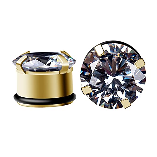 Ear Gauge Kit 2 Dilataciones Tuneles 18mm,Piercing Oreja Dorado Acero Inoxidable Redondo Circonita Dilatadores Hombre Oro Cover