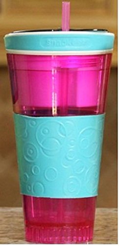 Snackeez Travel Cup Snack Drink in One Container Pink/Blue