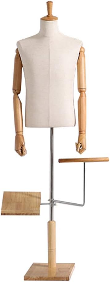 WGXYQ Male Mannequin Busts Torso Body Manikin Clothing with Shoe Rack Pants Rack Removable Solid Wood Base White Used for Men Clothing Show