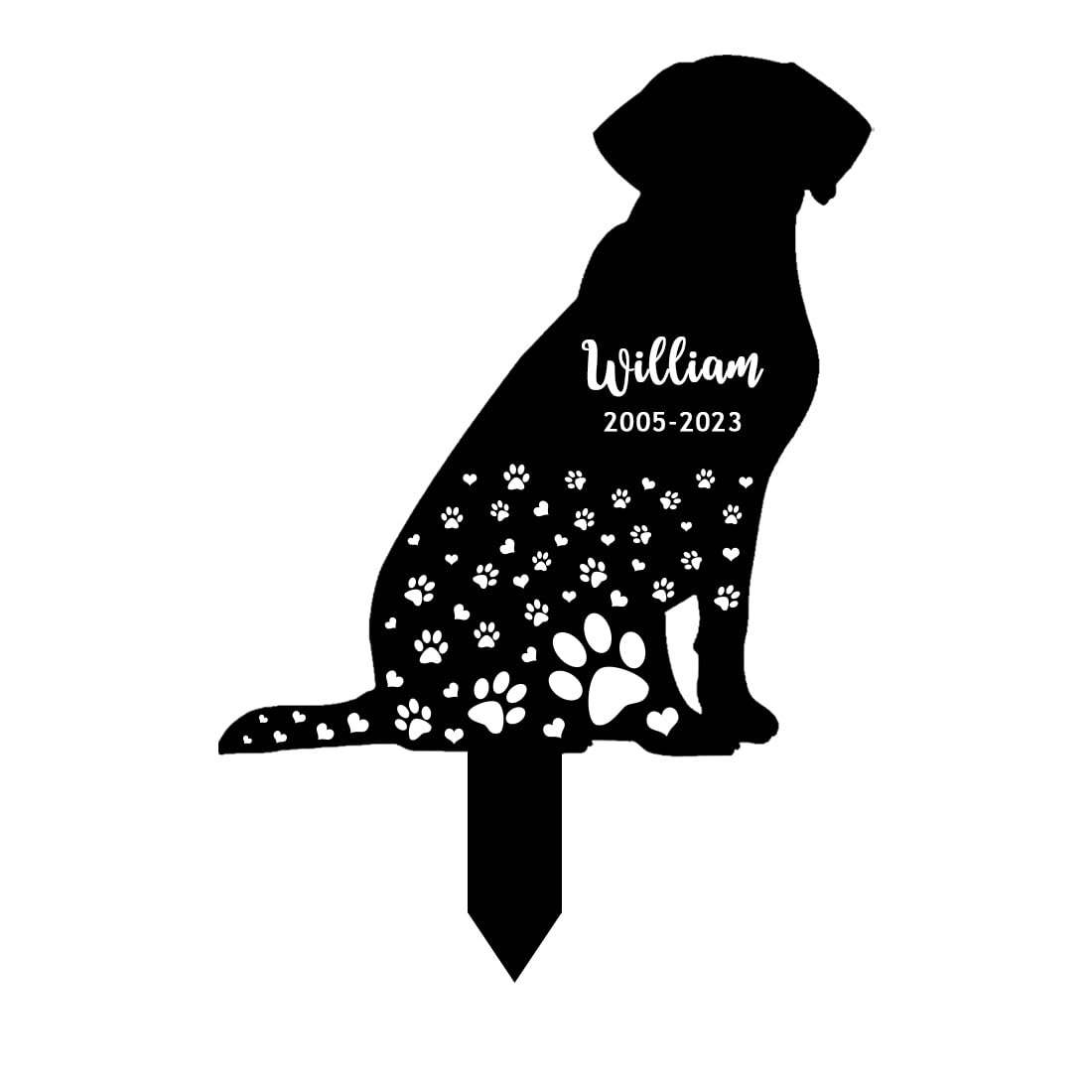 MYZQIFF Personalized Name Dog Memorial Stake, Dog Memorial Garden Stake, Dog Loss Remembrance Stake, Dog Sympathy Sign, Pet Grave Marker, Garden Grave Decor for Pets Outdoors, Flower Dog Grave Stake