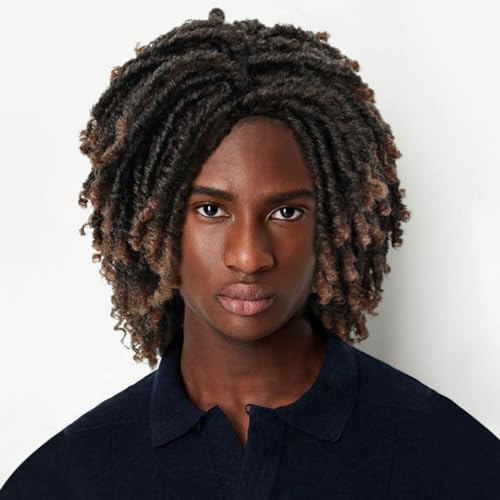 Phocas XY-P13574 Short Dreadlock Wig For Black Women And Men Twist Dreadlock Wigs Short Twist Afro Curly Wig Synthetic Wig cover