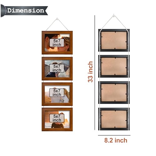 Image of Art Street Pearl Drop Hanging Photo Frame Set of 4 Photo Frame for Home & Office Decoration (Size- 5 x7 Inches, Color - Brown)
