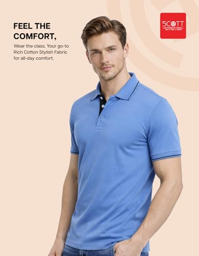 Image of Scott International Cotton Polo T Shirt | Collar Tshirts | Half Sleeves Plain T Shirt | T-Shirt |Tshirt for Men Stylish | Men's Tshirt