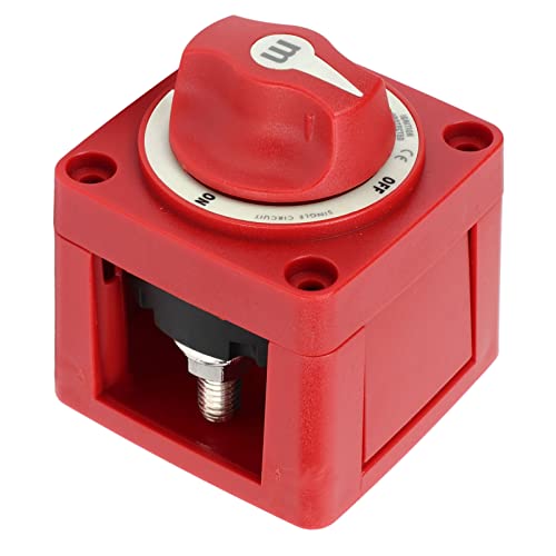 Qiilu Interruptor de Batería de Barco de 12V a 48V ON Off 300A, Interruptor Principal de Corte de Energía de Batería Roja para RV, Remolque de Viaje, Caravana, Camión, ATV, UTV