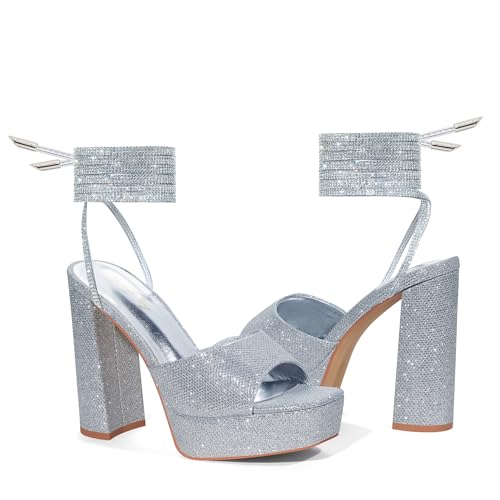 Elisabet Tang Women Strappy Heeled Sandals,4.7-Inch Lace Up Chunky Platform High Heels with Open Square Toes for Block Dressy Fashion Shoes at Prom2