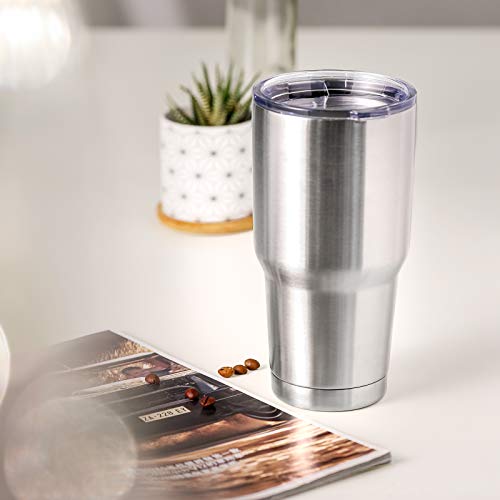 Comooo 30 Oz Stainless Steel Tumbler Bulk With Lid And Straw Insulated Tumbler Coffee Cup Durable Double Wall Vacuum Travel Coffee Mug Thermal For Hot And Cold Drinks (Silver, 8 Pack) #TOP5