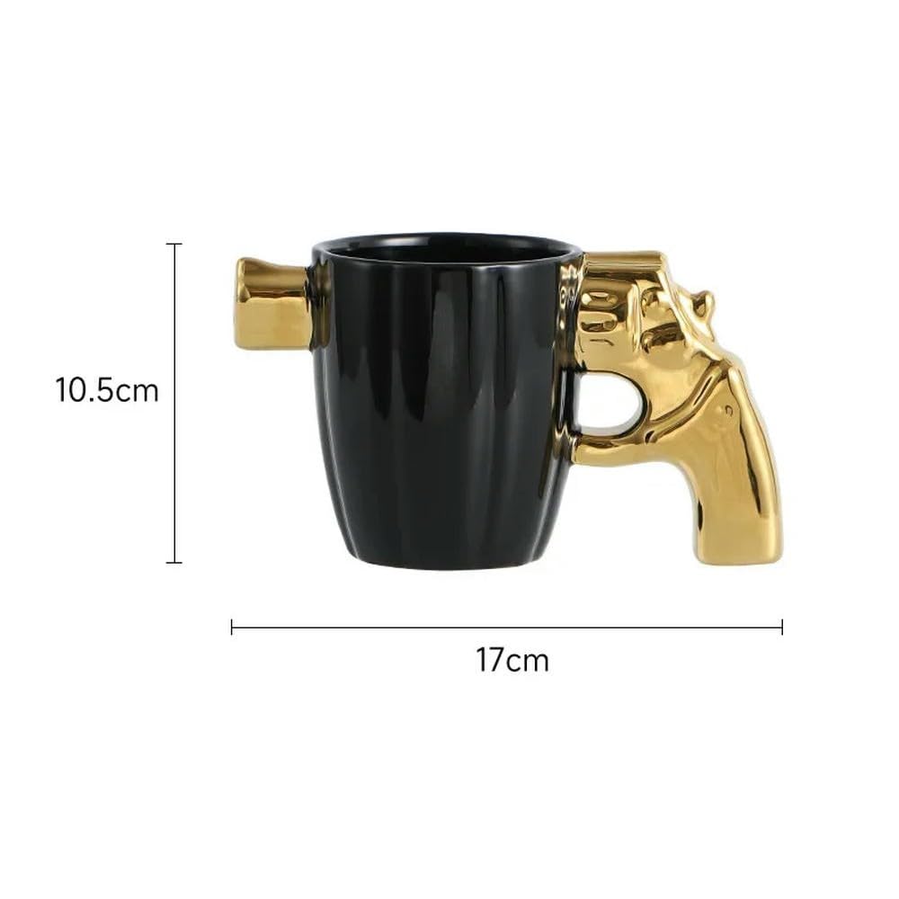 NYSDM 350ml Kubek z uchwytem rewolwerowym Kubek do kawy Ceramiczny spersonalizowany Dekoracje do kawy Herbaty Mleka Forma 3D Antypoślizgowy kubek z glazurą