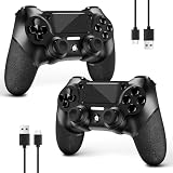 AceGamer 2 Pack Wireless Controller for P4, with Non-Slip Grip of Both Sides and 2 USB-C Cable! (Midnight Black * 2)