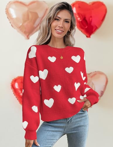 Image of Libsorge Womens Valentine Heart Sweater 2026 Valentines Day Trendy Cute Oversized Long Sleeve Pullover Sweaters
