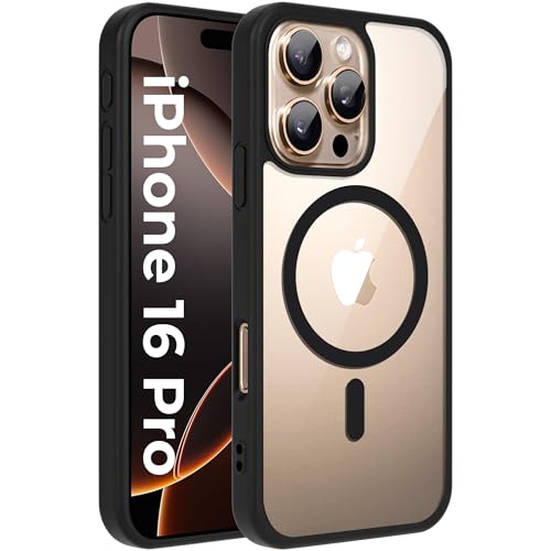 Image of A rtistque Clear Back Cover Case for iPhone 16 Pro | Mag-Safe| Acrylic | Shockproof TPU Protective Design | iPhone 16 Pro Back Cover Transparent - Black Bumper
