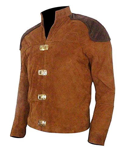 Men's Warriors Pilot star Battle Brown Real Suede Leather Jacket