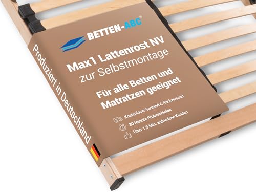 Betten-ABC Max 1 NV Lattenrost zur Selbstmontage, mit 28 Leisten und Mittelzonenverstellung, für alle Matratzen geeignet, 90 x 200 cm
