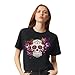 Sweet Gisele Sugar Skull V-Neck T Shirt Day of The Dead Rhinestones Bling for Women Black,Medium,Black