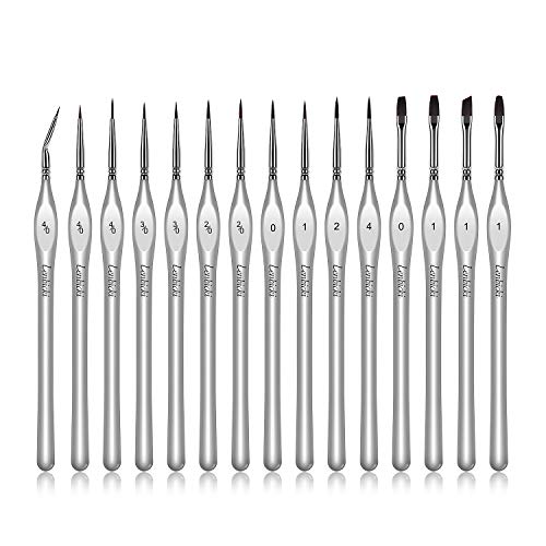 Lenbicki Fine Detail Brush Set,15 Pcs Professional Miniature Fine Detail Brushes Detailing Paint Kit cover