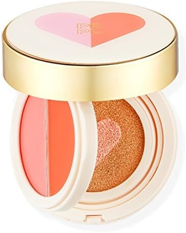 PRPL Lip & Cheek Dual Cushion (Lip&Cheek Pink/Lip&Cheek Orange) Heart Cover Cushion Compact SPF50+, PA+++) (#23 Pink Beige) Korean Make-up Cosmetics
