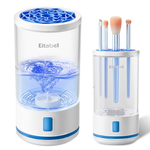 Makeup Brush Cleaner machine, 2 in 1 Makeup Brush Cleanser & Washer, 7000 RPM High-Speed Deep Cleaning, Portable Automatic Cosmetic Brush Cleaner for All Makeup Brush and Sponge, Clear