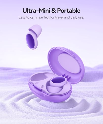 Image of 45dB Ear Plugs for Sleeping Noise Cancelling Ear Plugs for Noise Reduction & Snoring, Concerts, Earplugs for Sleep,Sider Sleepers Airplane, Silicone Earplugs Reusable Concert Ear Plug Case Pale Violet