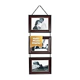 kieragrace Horizontal Lucy Collage Picture Frames on Hanging Ribbon (Set of 3), 5 x 7 Inch, Dark Brown with Gold Beading