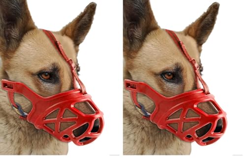 Image of Mayerzon Dog Muzzle, Breathable Basket Muzzles for Small, Medium, Large and X-Large Dogs, Stop Biting, Barking and Chewing, Best for Aggressive Dogs (Pack of 2)