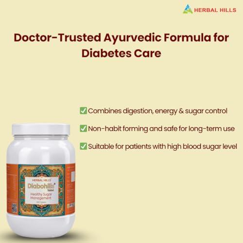 Image of Herbal Hills Diabohills Tablets, (900 Tablets Pack) | Supports Sugar Control & Pancreatic Health | Ayurvedic Sugar Management Supplement For Blood Sugar Balance & Metabolism | With Jamun, Karela & Gudmar Pack of 2