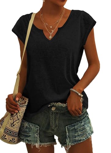 PLOKNRD T-Shirt Damen Sommer V Ausschnitt - Locker Bluse...